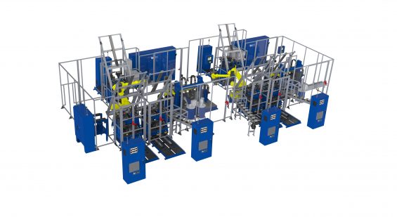 Automated Induction & Permanent Magnet Electric Rotor Cell Featuring two 6-Station balancers, six 30,000 rpm Automatic Spin Testers and Four Robots